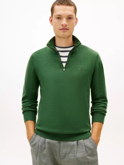 Classic Quarter-Zip Sweater - Deep Evergreen#78J9329-LZP - Image 1