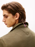 Classic Quarter-Zip Sweater - Army Green#78J9329-RBN - Image 2