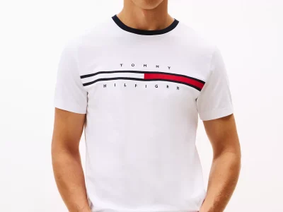 Embroidered Flag Logo T-Shirt-Optic White