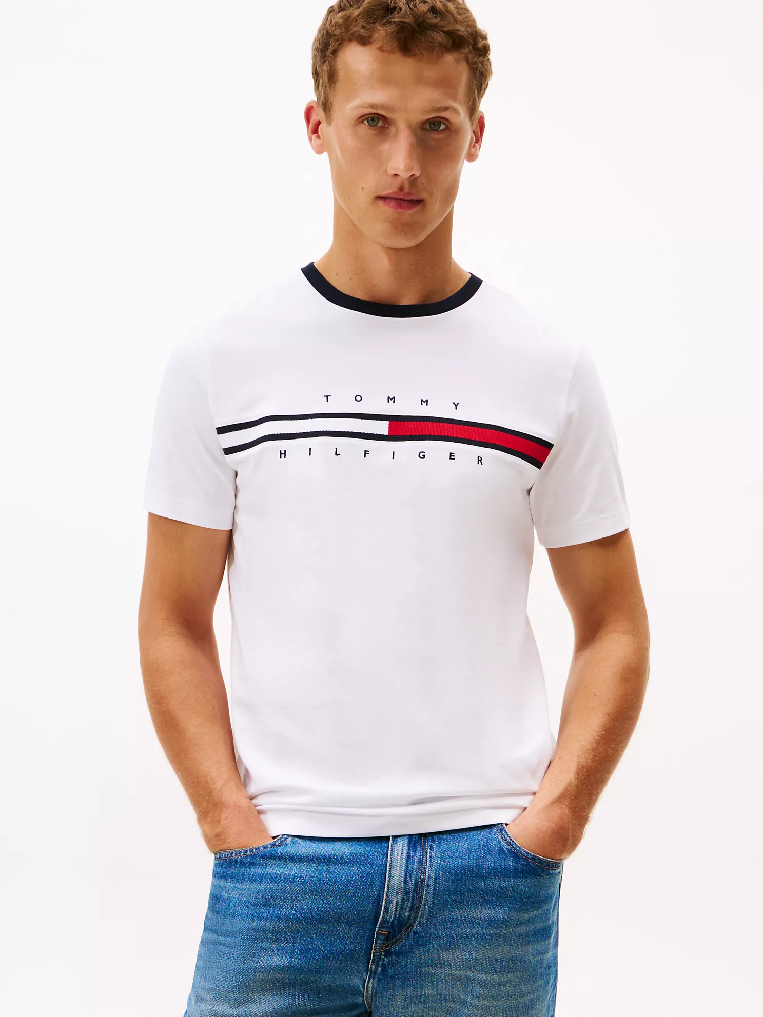 78JA522_100_main (1) Embroidered Flag Logo T-Shirt-Optic White - Image 1