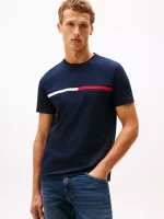 Embroidered Flag Logo T-Shirt-Navy