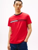 Embroidered Flag Logo T-Shirt-Primary Red