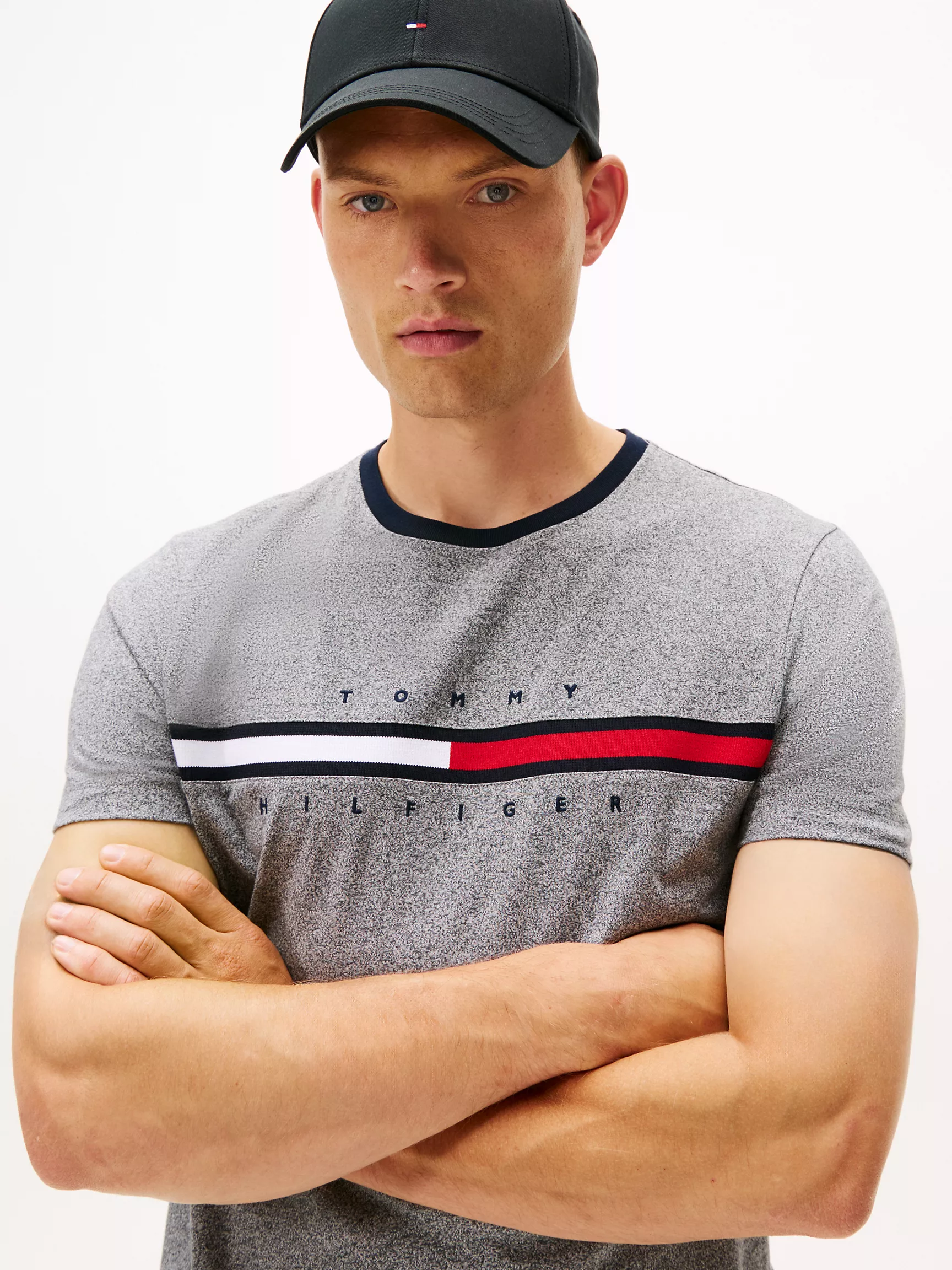 78JA524_PJ8_alternate1 Embroidered Flag Logo T-Shirt-Grey Heather - Image 2