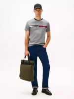 Embroidered Flag Logo T-Shirt-Grey Heather - Image 3