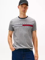 Embroidered Flag Logo T-Shirt-Grey Heather