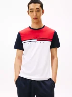 Colorblock Flag Stripe Logo T-Shirt - Optic White Colorblock Multi #78JB107