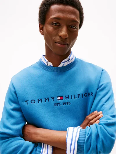 Embroidered Tommy Logo Sweatshirt - Dusty Indigo #78JB337 - Image 4