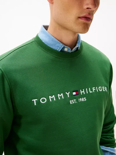Embroidered Tommy Logo Sweatshirt - Deep Evergreen #78JB337 - Image 4