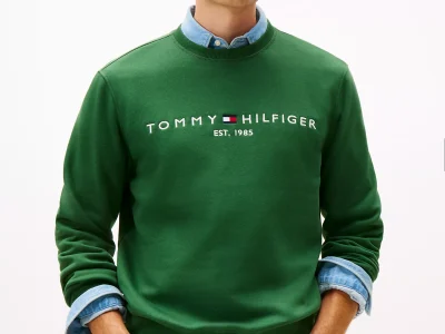 Embroidered Tommy Logo Sweatshirt - Deep Evergreen #78JB337