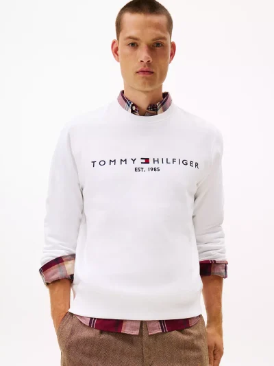 Embroidered Tommy Logo Sweatshirt - Fresh White #78JB337 - Image 1