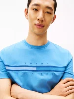 Men Tonal Flag Logo T-Shirt - Dusty Indigo #78JB406 - Image 3