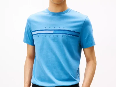 Men Tonal Flag Logo T-Shirt - Dusty Indigo #78JB406