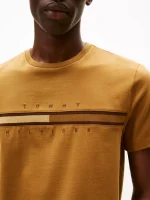 Men Tonal Flag Logo T-Shirt - Country Brown #78JB406 - Image 3