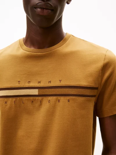 Men Tonal Flag Logo T-Shirt - Country Brown #78JB406 - Image 3