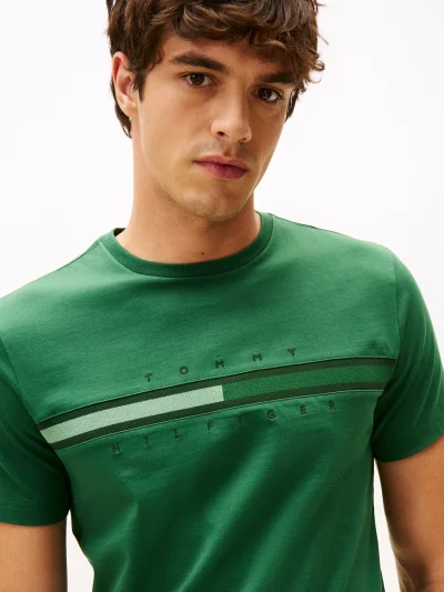 Men Tonal Flag Logo T-Shirt - Deep Evergreen #78JB406 - Image 3
