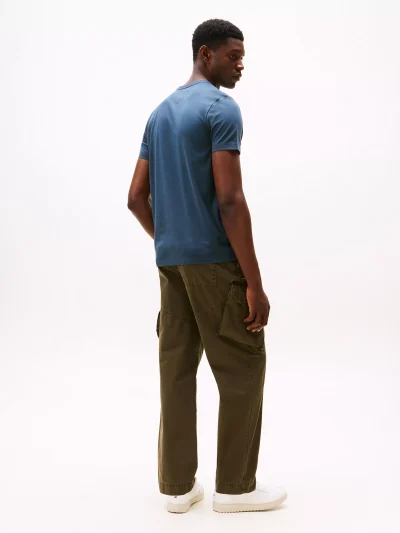 Men Tonal Flag Logo T-Shirt - Military Denim #78JB406 - Image 2