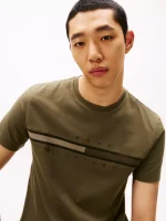 Men Tonal Flag Logo T-Shirt - Army Green#78JB406 - Image 3