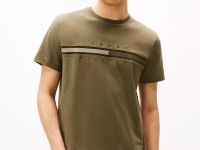 Men Tonal Flag Logo T-Shirt - Army Green#78JB406