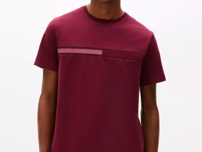 Men Tonal Flag Logo T-Shirt - Deep Rouge #78JB406