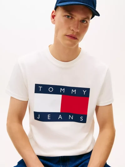 Tommy Jeans Big Flag Logo T-Shirt - Ancient White #DM22645-YBH - Image 2