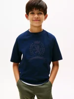 Kids' Crest Logo T-Shirt - Dark Blue #KB09930