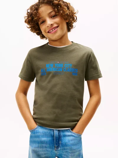 Kids' NYC Graphic T-Shirt - Pewter Green #KB09936 - Image 1