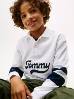 Kids' Long-Sleeve Logo Polo - White #KB09995-YBR - Image 4