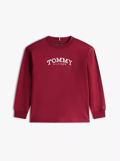 Kids' Long-Sleeve Monotype Logo T-Shirt-Rich Cherry - Image 2