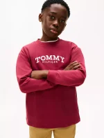 Kids' Long-Sleeve Monotype Logo T-Shirt-Rich Cherry