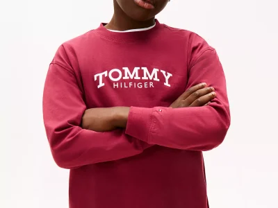 Kids' Long-Sleeve Monotype Logo T-Shirt-Rich Cherry