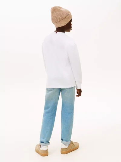 Kids' Long-Sleeve Monotype Logo T-Shirt-White - Image 3
