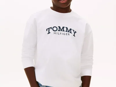 Kids' Long-Sleeve Monotype Logo T-Shirt-White