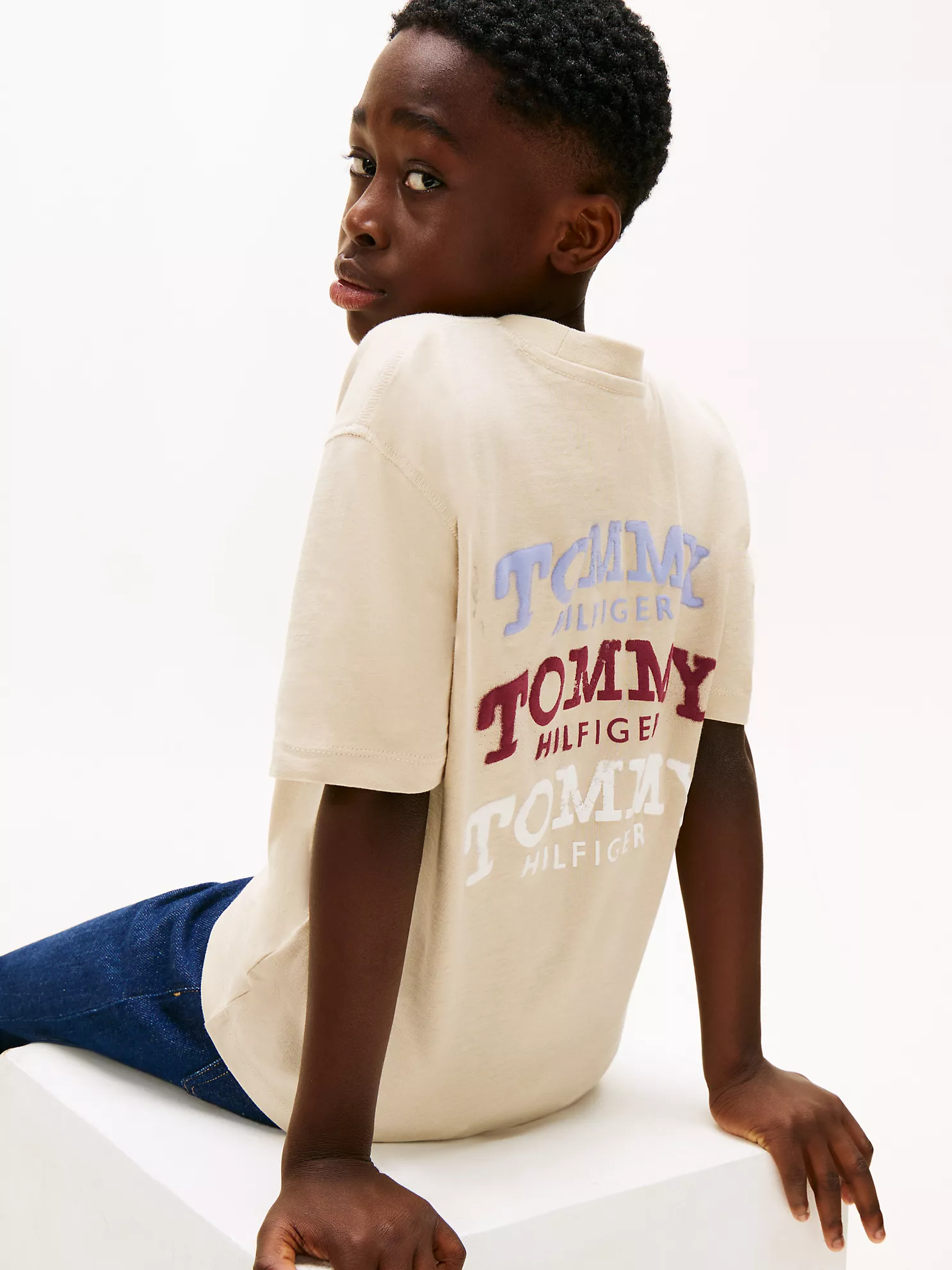 KB10056_ABY_alternate3 Kids' Faded Graphic T-Shirt-Gulf Sand - Image 2
