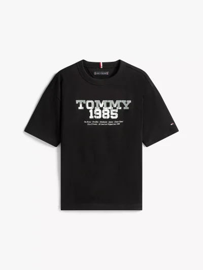 Kids' Tommy 1985 Logo Graphic T-Shirt - Black #KB10087-BDS - Image 2