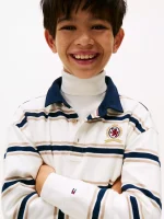 Kids' Rugby Stripe Interlock Polo - Malted Milk #KB10122 - Image 2