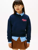 Kids' Flocked Logo Sweatshirt-Dark Blue