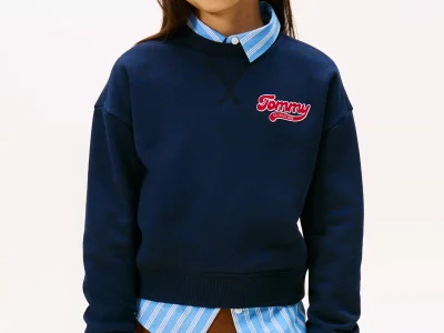 Kids' Flocked Logo Sweatshirt-Dark Blue