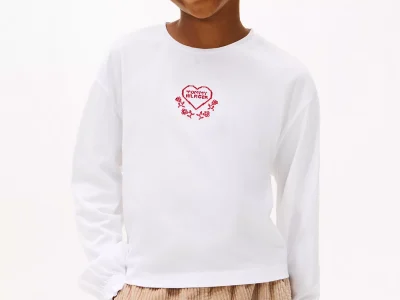 Kids' Embroidered Logo Heart T-Shirt - White #KG08811