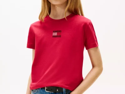 Kids' Flag Logo T-Shirt - Ruby Rhubarb #KG09012
