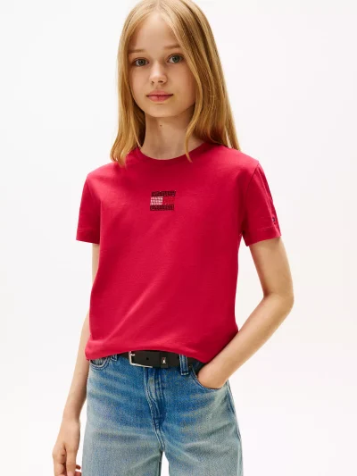 Kids' Flag Logo T-Shirt - Ruby Rhubarb #KG09012 - Image 1