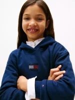 Kids' Rhinestone Flag Logo Hoodie-Dark Blue - Image 3
