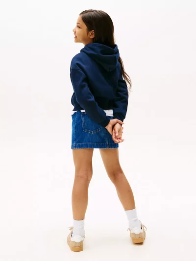 Kids' Rhinestone Flag Logo Hoodie-Dark Blue - Image 2