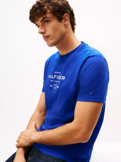 Hilfiger Graphic Logo T-Shirt - Wedge Blue #MW40002-D03 - Image 4