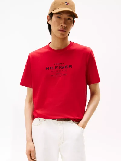 Hilfiger Graphic Logo T-Shirt - Medium Red #MW40002-XLD - Image 1