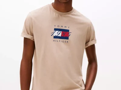 Short-Sleeve 1985 Flag Graphic T-Shirt - Coastal Taupe #MW41338-AFE