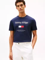 Embroidered Flag Logo T-Shirt-Navy