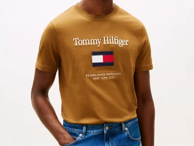 Embroidered Flag Logo T-Shirt-Highland Khaki