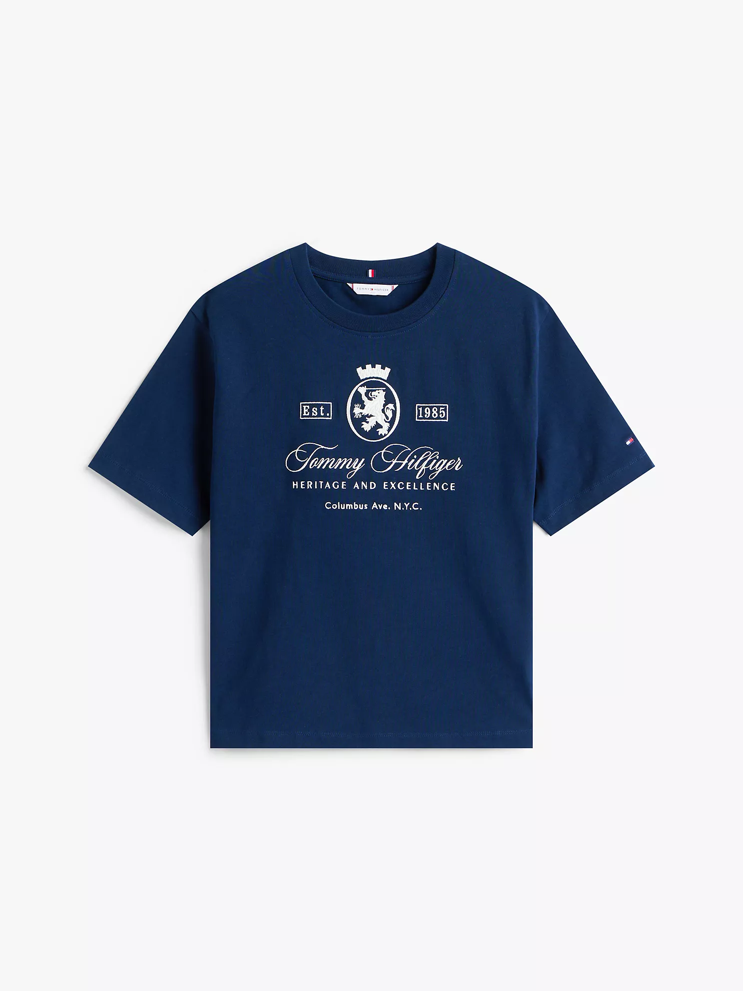 WW46118_C1G_alternate10 Embroidered Script Crest Logo T-Shirt-Dark Blue - Image 2