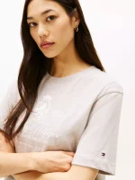Embroidered Script Crest Logo T-Shirt-Heathered Pebble - Image 4