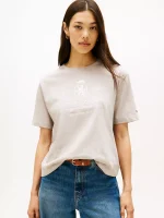 Embroidered Script Crest Logo T-Shirt-Heathered Pebble